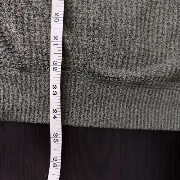 Free People Santa Clara Thermal Top Women Small Oversize Waffle Knit Vneck Green - Picture 9 of 10